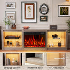 70 Inch Fireplace TV Stand For TVs Up To 80 Inches With 23 Inch Electric Fireplace Insert - Gray