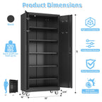HUAXRON 71 inches Tall Metal Rolling Garage Storage Cabinets with Locking Doors and 5 Adjustable Shelves, Metal Storage Cabinet for Garage, Office