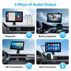 Wireless Apple Carplay Screen for Car, 7" HD Touch Screen Portable Car Stereo for Carplay & Android Auto, Pantalla Para Carros with Bluetooth, AUX