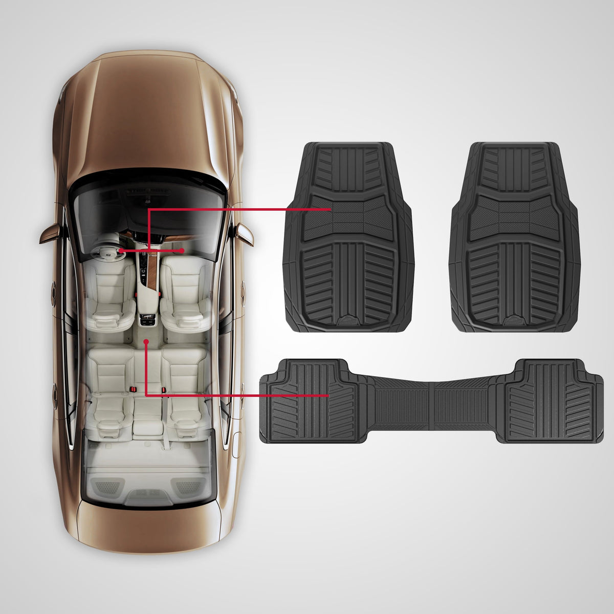 Armor All All-Season Full Coverage Floor Mats for Cars, Trucks, and SUVs, Black, 3-Piece