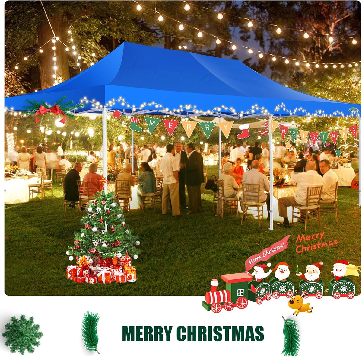 COBIZI 10x20 Heavy Duty Pop-Up Canopy Tent With 6 Sidewalls - Black