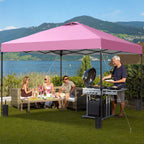 Ainfox 12'x12'Pop Up Canopy Tent Center Lock Windproof UV Shelter Wheeled Bag for Outdoor Events Parties Camping,Pink