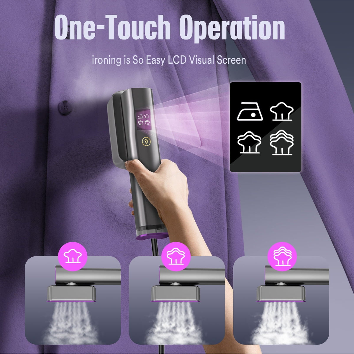 Steamer for Clothes, LOHEER Portable Travel Steamer & Iron 2 in 1, 3 Adjustable Steam Levels
