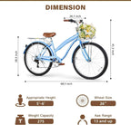 WEIZE 26 Inch 7-Speed High-Carbon Steel Beach Cruiser Bike