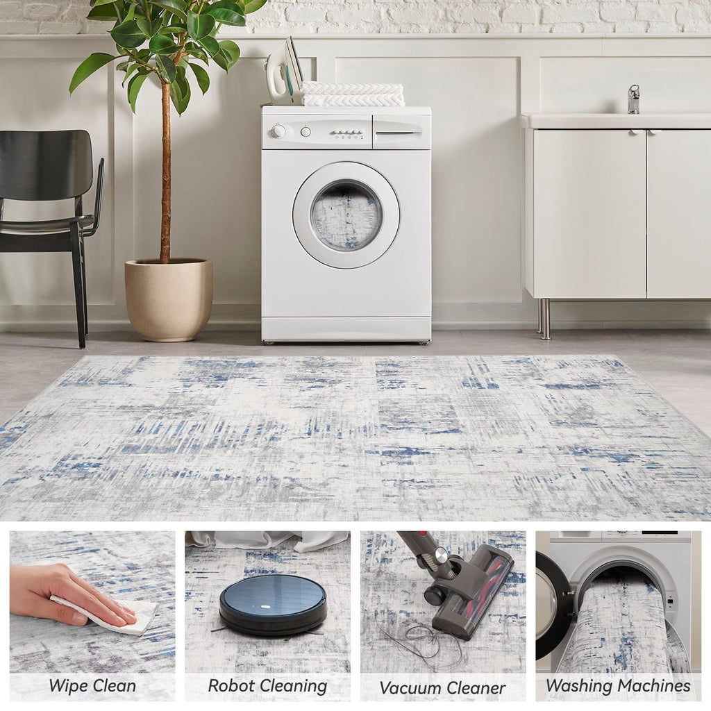 SIXHOME 5'x7' Area Rugs for Living Room Modern Abstract Area Rugs Machine Washable Rugs Soft Neutral Carpet Rugs for Bedroom Dining Room Office