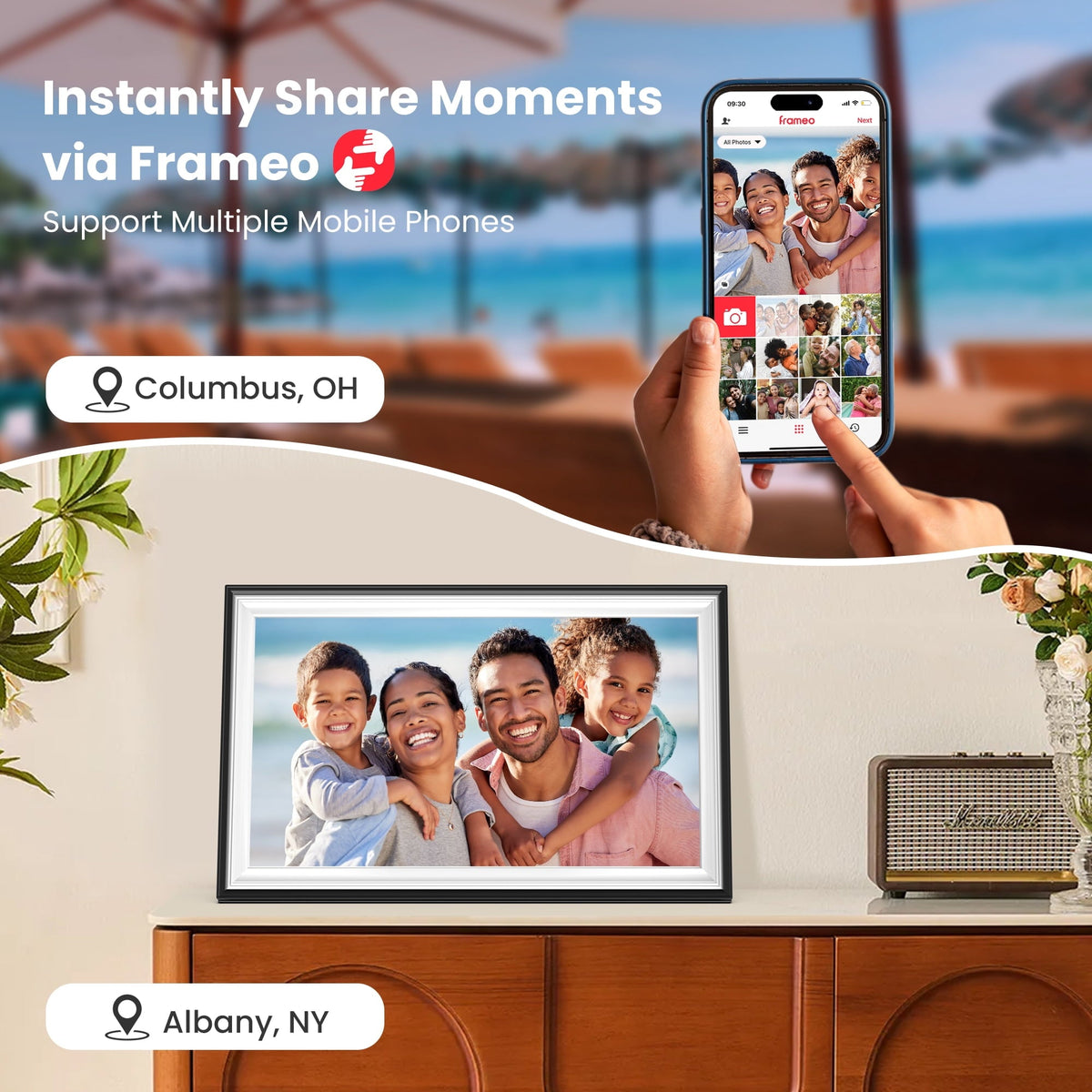64GB Frameo Digital Picture Frame, TEMASH 15.6 Inch Large Digital Photo Frame WiFi, 1920*1080 FHD IPS Touchscreen Auto Rotate, Easy to Share Photos