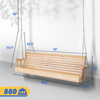 Ktaxon 5FT Patio Porch Swing, Heavy Duty 880lbs Capacity Wooden Bench with Hanging Chains
