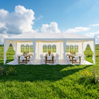 COBIZI 10x30FT Party Tent with 8 Removable Sidewalls, Waterproof & UPF 50+ Outdoor Canopy for Weddings, BBQ, Trade Shows & Events, White