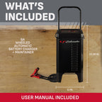 Schumacher Electric Wheeled Automatic 6A Car Battery Charger & Maintainer, 200A Engine Starter, 40A Boost, 6/12V Sport, Auto, Marine Batteries, SC1696