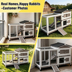 Aivituvin Rabbit Hutch Bunny Cage Outdoor & Indoor with Wheels, Two Layer Guinea Pig House with Pull Out Tray, Chew-Proof Ramp, Waterproof Roof