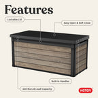 Keter Eastwood 150 Gallon Durable Resin Outdoor Deck Box Storage Organization, Ashwood