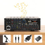 Sunbuck 2000W Bluetooth 5.0 HiFi Stereo Receiver, Karaoke Power Amplifier with FM USB SD AUX Remote, Home Theater Audio System for Speakers