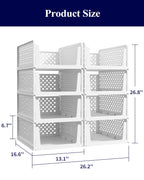 Kitsure Closet Organizers and Storage - Stackable Storage Drawers, Multi-Purpose Closet Organizer Set for Closet Storage, 8-Pack, 16.6" x 13.1" x
