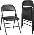 Vinyl Padded Folding Chairs 2 Pack, Black, 18.11 x 18.11 x 29.5 in