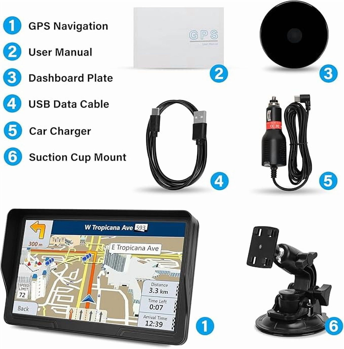 GPS Navigator for Car Truck RV, 9-Inch HD Touchscreen GPS for Car with 2026 Maps Free Lifetime Updates, Voice Turn-by-Turn Guidance, Speed & Red