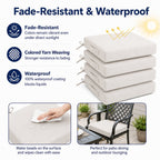 4-Pack Outdoor Chair Cushions 19x19x3 Inch,Waterproof Patio Seat Cushions with Ties,Fade Resistant for Garden, Porch, Deck(Begie)