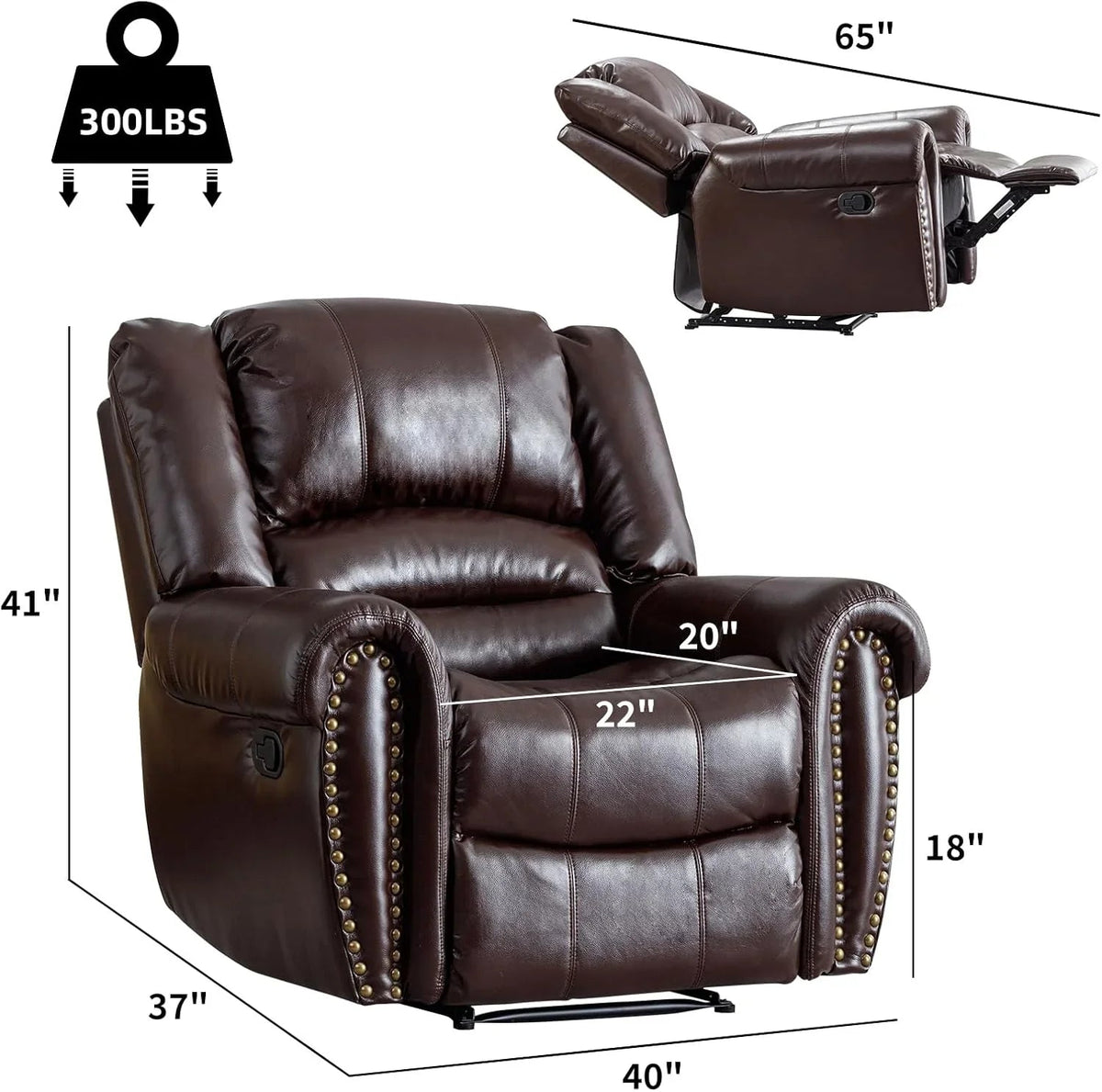 CANMOV Manual Recliner Chair, Nut Brown