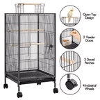 Yaheetech 40" H Wrought Iron Bird Cage with Open-Top Design & Rolling Stand Black