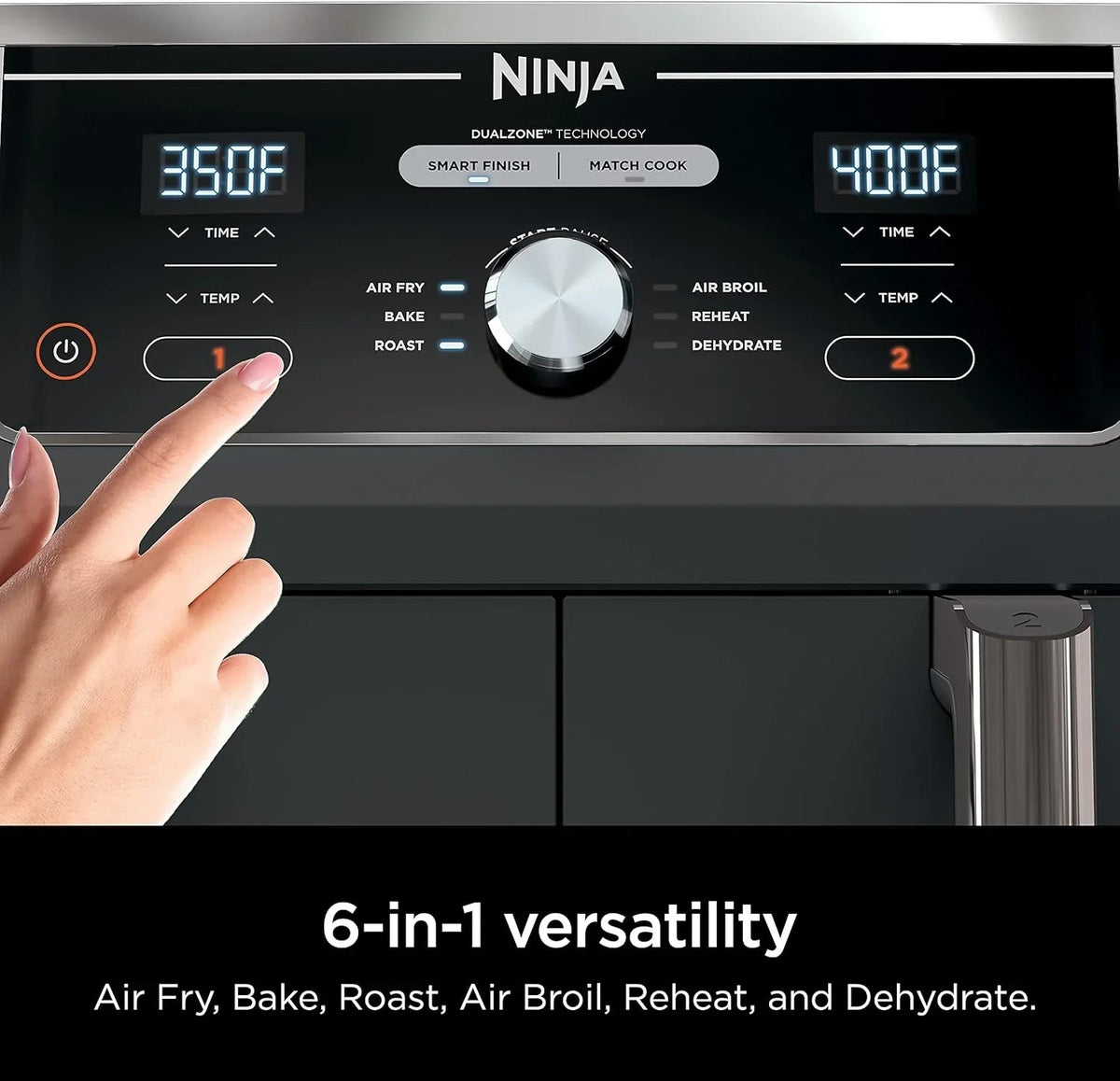 Ninja Foodi 10 QT 6-in-1 DualZone Smart XL Air Fryer, 2 Independent 5 QT Baskets, Grey - DZ550