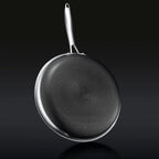 HexClad 6 Piece Hybrid Stainless Steel Cookware Pan Set, 8 inch, 10 inch, 12 inch With Glass Lids - Black