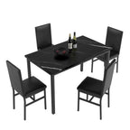 5 Piece Dining Table Set, Modern Faux Marble Tabletop and 4 PU Leather Upholstered Chairs, Rectangle Kitchen Table and Chairs for 4 Persons, Small