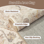 FEELHOME 5'x7' Area Rug Machine Washable Soft Vintage Distressed Non Slip Carpet for Living Room Bedroom Dining Room Taupe