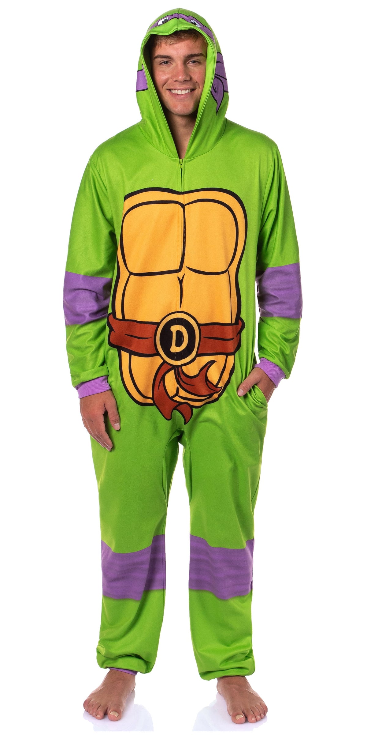 Teenage Mutant Ninja Turtles Mens' Adult Hooded Union Suit TMNT Character 1PC Costume Sleep Pajama Lounge