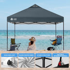 CROWN SHADES 10x10 Pop Up Canopy Patented Center Lock One Push Instant Outdoor Canopy Tent Grey