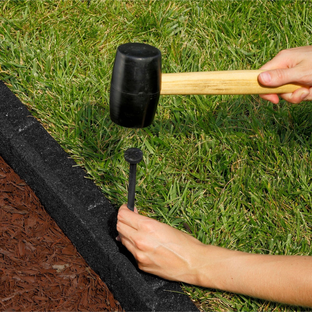 GroundSmart Roman Brick Landscape Edging, 4' Black Rubber Garden Edging Border, 6 pack