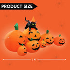 Joyfy 7 ft Halloween Inflatable Long Pumpkin with Witch's Cat Decorations Inflatables with Build-in LEDs, Halloween Decor Outdoor Blow Up Yard Decorations