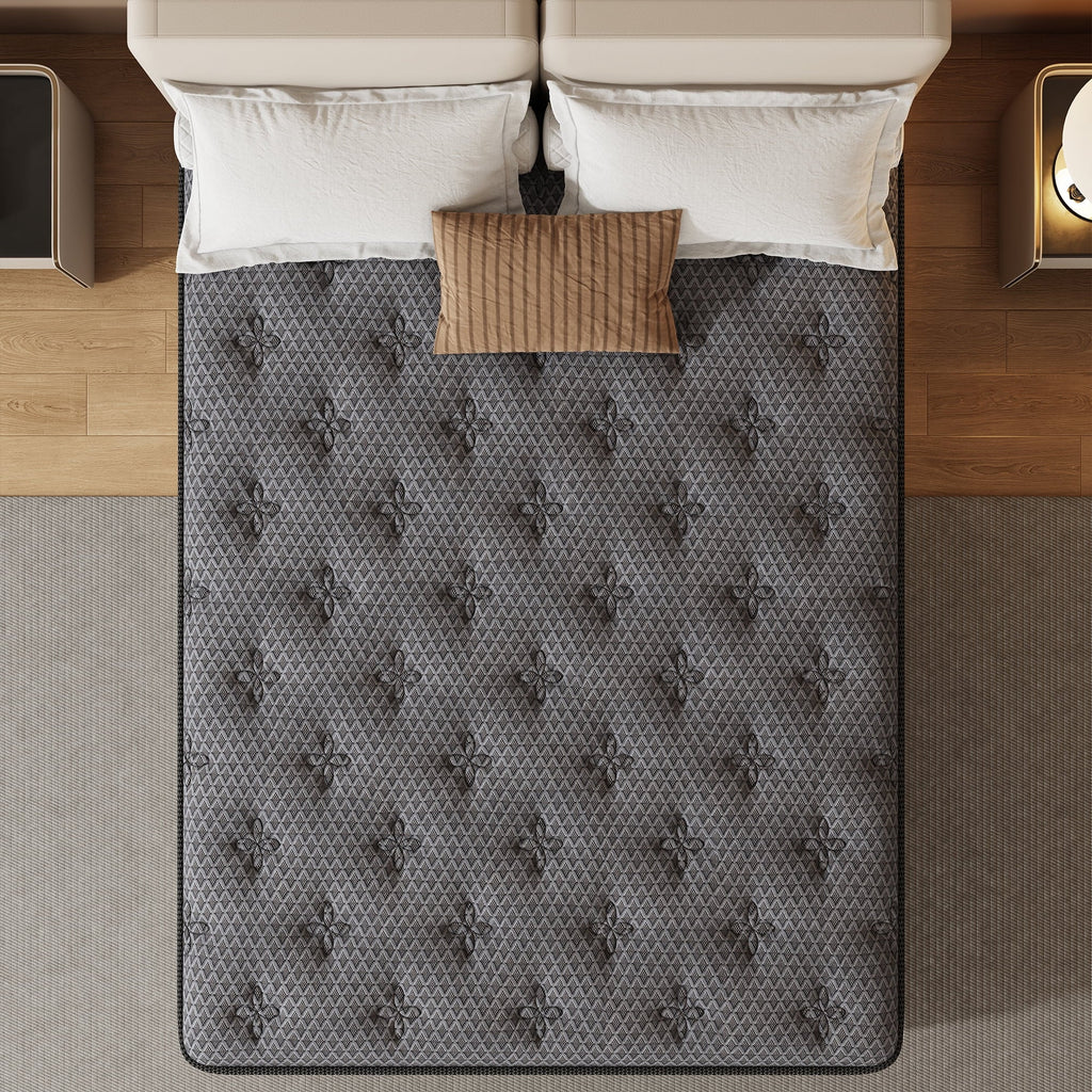 HIKOS 10 inch Twin Mattress in a Box, Cooling Gel Memory Foam Hybrid Mattress with Individually Wrapped Pocket Coils, Medium Firm Twin Size Mattress