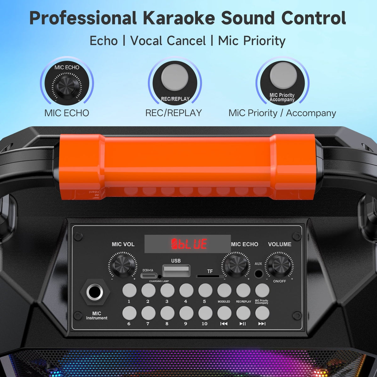 FanFun Karaoke Machine for Kids Adults , 40W Home Karaoke Speaker System with TV Connection, 6.5'' Bluetooth Speaker with 2 Mics, Dj Light, T17-T