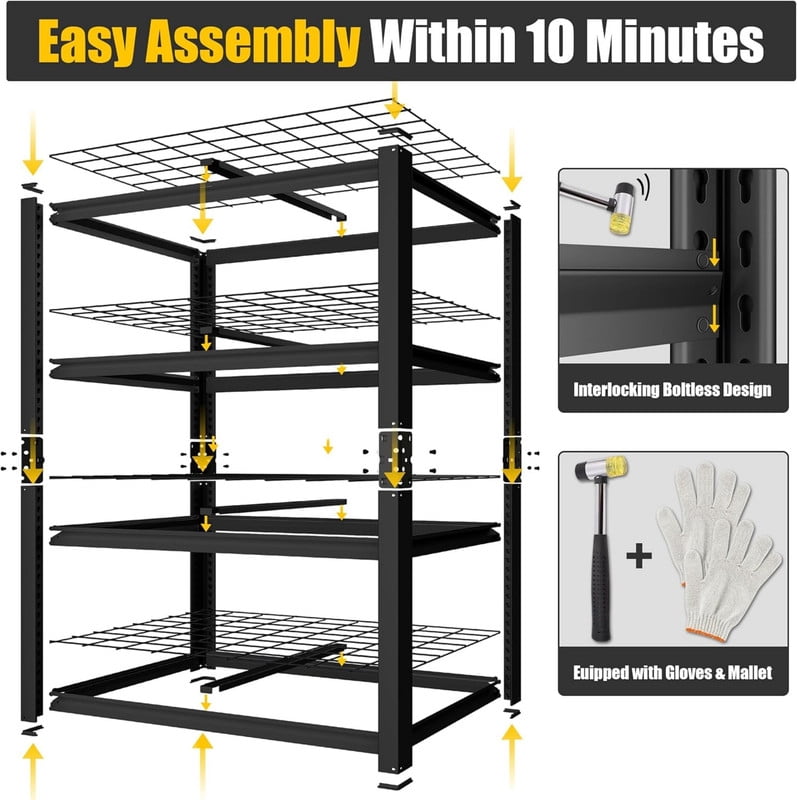 Heavy Duty Garage Shelving 2200 LBS 4 Tier Storage Shelves Adjustable Industrial Metal Wire Shelf Utility Rack,40" W X 20" D X 60" H