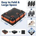 JIOABL 20 Cu ft Rooftop Cargo Carrier Bag,Waterproof Car Roof Bag with 6 Safety Hooks, Anti-Slip Mat, Lock for Cars & SUVs