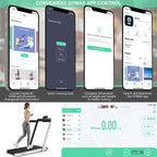 2 In 1 Folding Treadmill, 2.25 HP, 40 in x 16 in Running Area, Dual Display And App Control