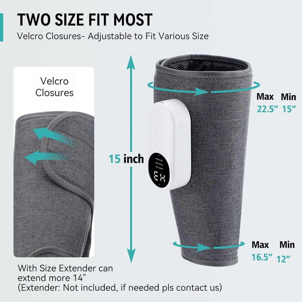 Leg Massager for Circulation, Air Compression Massager for Calf Foot Legs Muscle, 3 Modes 3 Intensities Leg Massager and Heat Calf Wraps Massager for