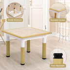 TROPOW Kids Table and Chairs,Height Adjustable Toddler Table and 4 Chair,Multi-Activity Table with Graffiti Desktop Non-Slip Legs for Ages 2-10