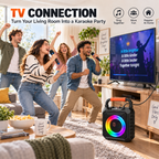 FanFun Karaoke Machine for Kids Adults , 40W Home Karaoke Speaker System with TV Connection, 6.5'' Bluetooth Speaker with 2 Mics, Dj Light, T17-T