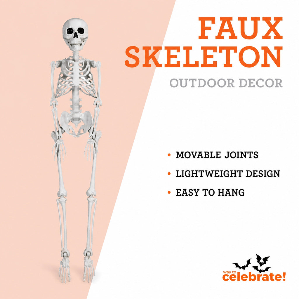 Faux Skeleton Decoration, White, 35", Halloween by Way To Celebrate