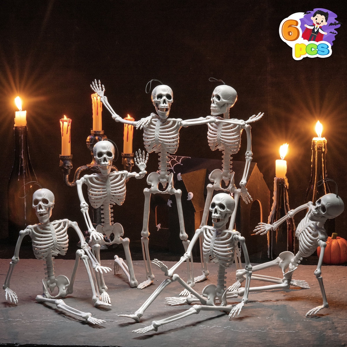 Joyfy 16" Glow in the Dark Skeleton, 5PCS Set