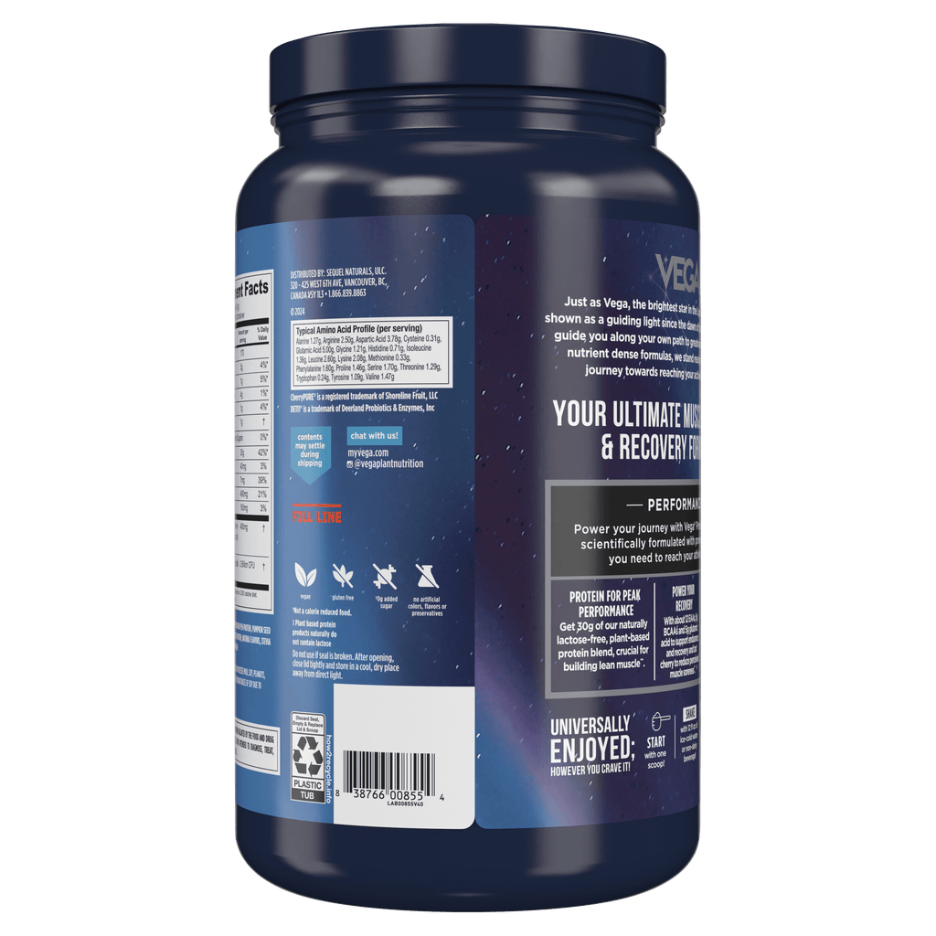 Vega Protein +Recovery Powder, Vanilla, 30g Protein, 20 Servings