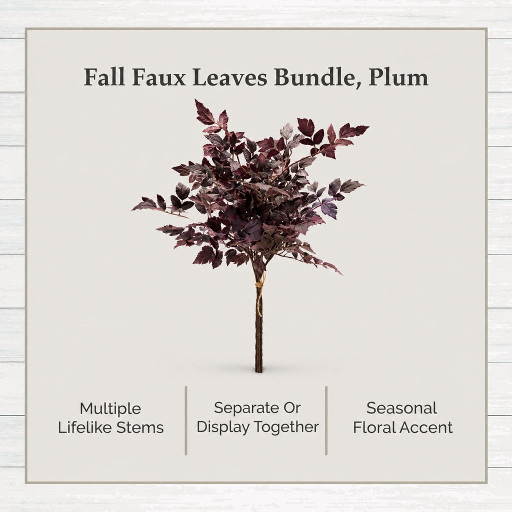 My Texas House Fall Faux Leaves Bundle, Plum, 30"