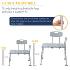 Drive Medical Plastic Tub Transfer Bench with Adjustable Backrest