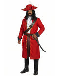 Joyfy Mens Pirate Captain Costume Set, Red Deluxe Captain Outfit for Adult Halloween Fancy Dress Up Party Cosplay