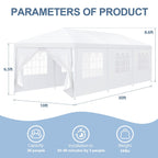 COBIZI 10x30FT Party Tent with 8 Removable Sidewalls, Waterproof & UPF 50+ Outdoor Canopy for Weddings, BBQ, Trade Shows & Events, White