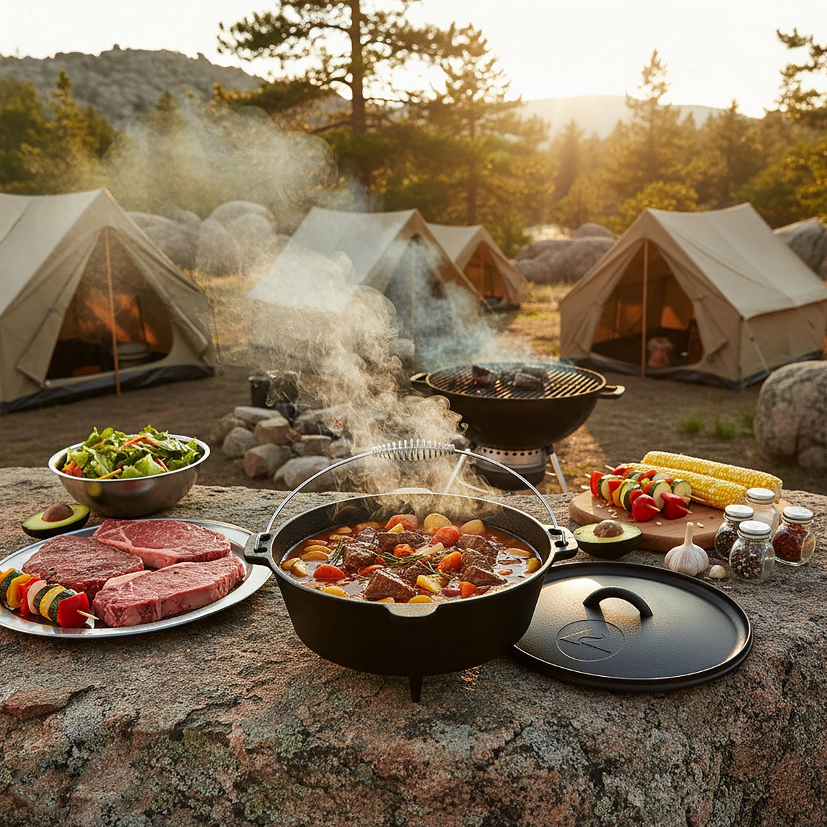 Ozark Trail 5-Quart Pre-Seasoned Cast Iron Dutch Oven with Spiral Bail Handle