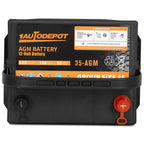 1AUTODEPOT Car Start Stop Battery Group Size 35 650CCA AGM Maintenance Free 12V 55Ah 100RC Rechargeable High Performance Battery