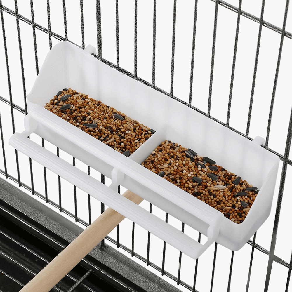 Yaheetech 52"H Metal Rolling Bird Cage with 3 Perches & 4 Feeders & Extra Storage Shelf, Black