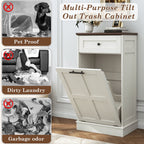 Blotout 13 Gallon Tilt Out Trash Cabinet, Hidden Wooden Trash Can with Drawer, Pet Proof Freestanding Kitchen Recycling Cabinet for Kitchen, Kitchen
