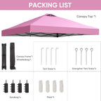 Ainfox 12'x12'Pop Up Canopy Tent Center Lock Windproof UV Shelter Wheeled Bag for Outdoor Events Parties Camping,Pink